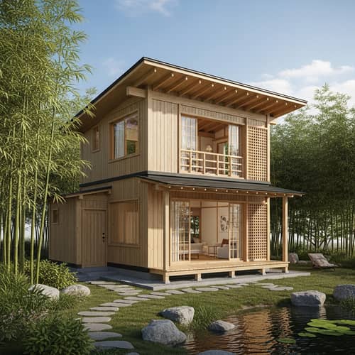 Japanese Style Cottage in Natural Landscape