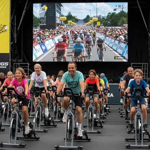 Tour de France Stage City Family Cycling Animation