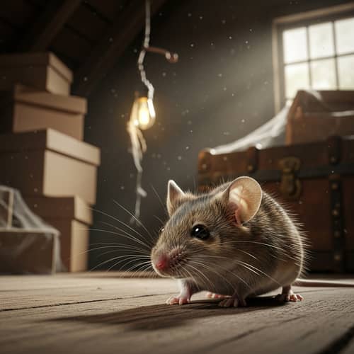 Ultra-Realistic Image of Mouse in Attic | House Scene