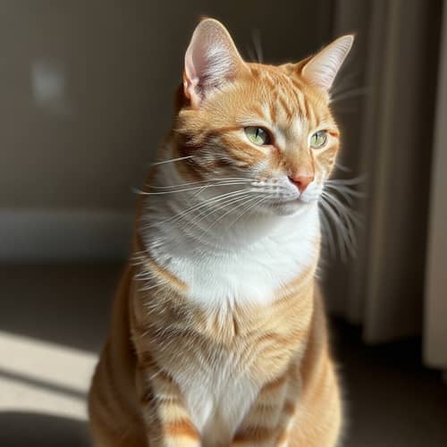 Tranquil Domestic Feline with Orange and White Fur