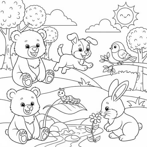 Children's Coloring Book with Cute Animals for Ages 3-5