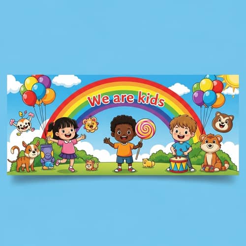 Vibrant YouTube Banner for Kids Channel | 'We are kids'
