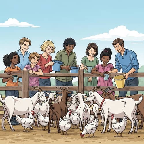 Feeding Goats and Chickens in a Diverse Community Farm