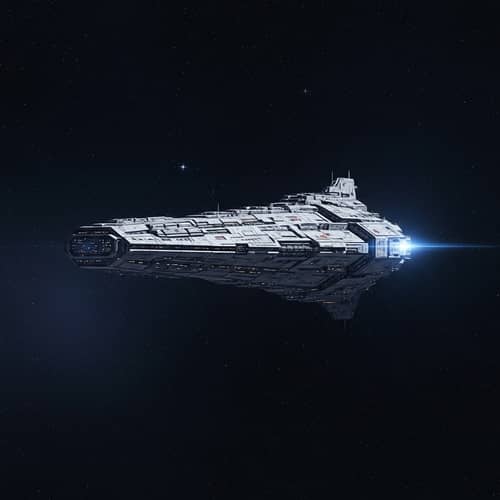 Grand Spaceship in Outer Space | Cyberpunk Style Digital Painting