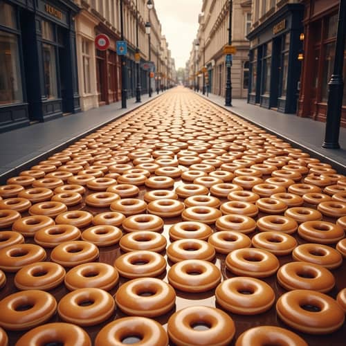 Doughnut Street Covered in Honey | Sweet and Unique Scene