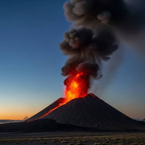 Awe-Inspiring Active Volcano in Twilight Sky