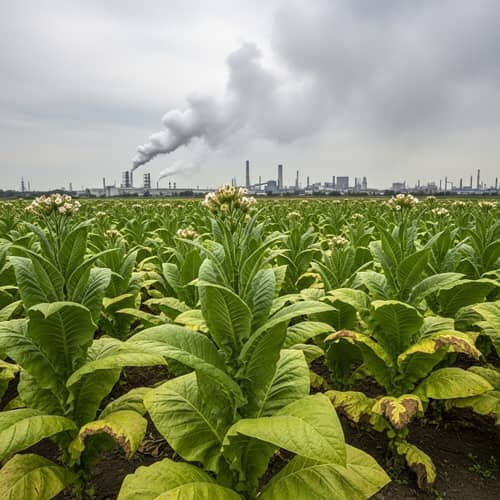 Tobacco Plants Changing Color Due to Ozone Pollution