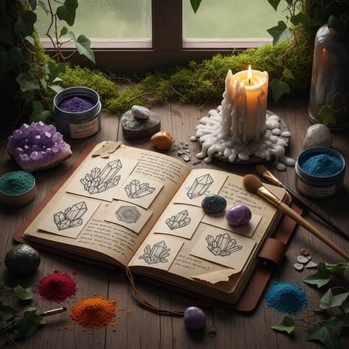 Crystal Journaling Scene | Mystical Grunge Aesthetic