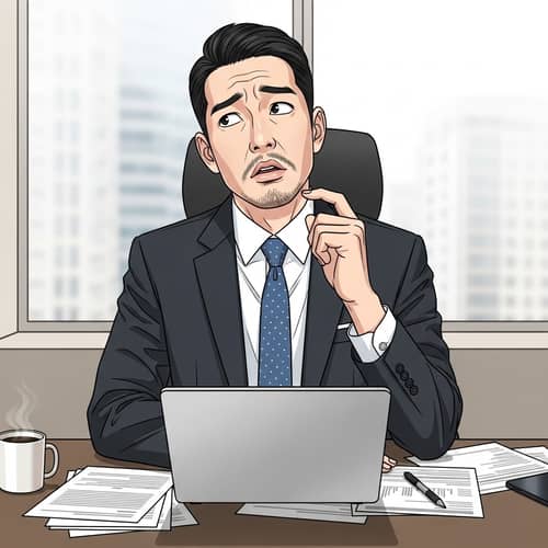 East Asian Businessman in Formal Suit | Puzzled & Contemplative