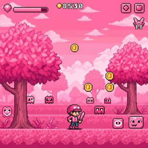 Pink Pixel Videogame Adventure