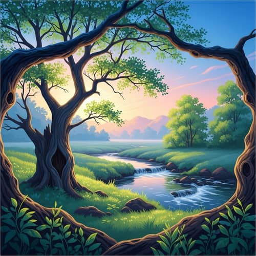 Tranquil Serenity: A Mindfulness Landscape in Calming Colors