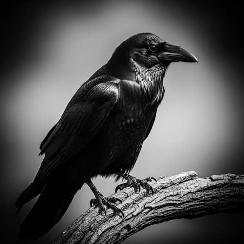 Majestic Raven Portrait: Black & White Photography | Ansel Adams Style
