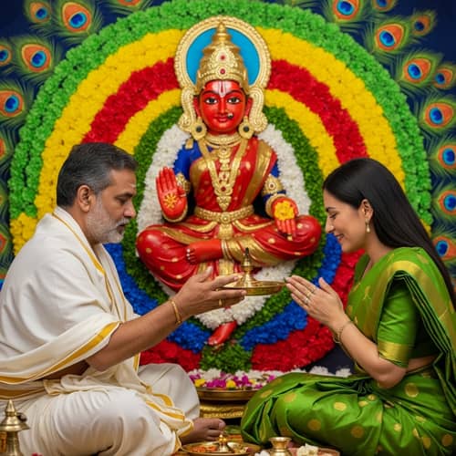 South Asian Pandit Performing Pooja Service for a Hispanic Woman