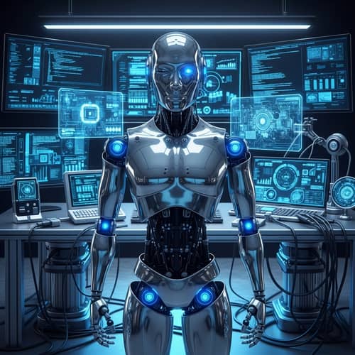 Sleek AI Robot with Humanoid Shape | Futuristic Technology Lab