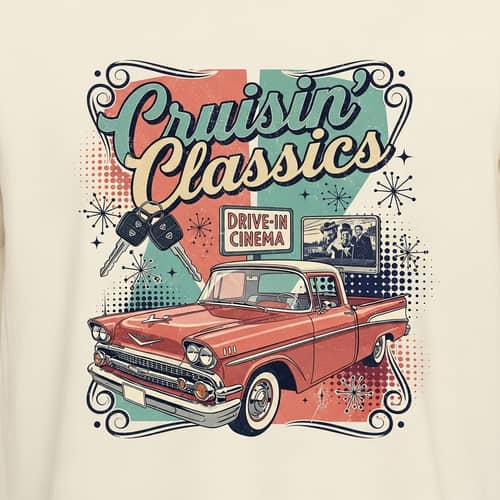 Retro Car Themed T-Shirt Design | Vintage 50s & 60s Style