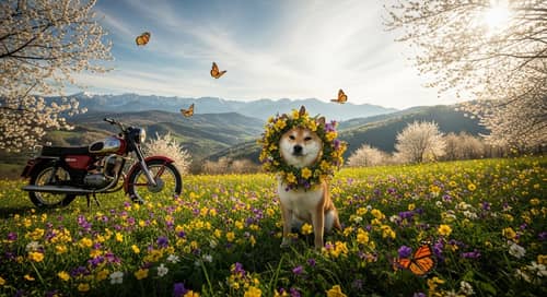 Springtime in Slovakia: Blooming Trees, Sunshine, and Shiba Inu