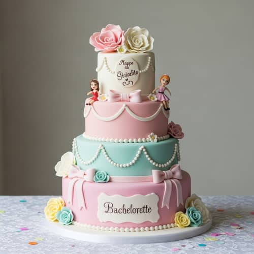 Colorful Bachelorette Party Cake with Edible Decorations