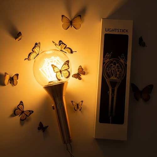 K-pop Lightstick with Butterflies: High-Res Realistic Demonstration
