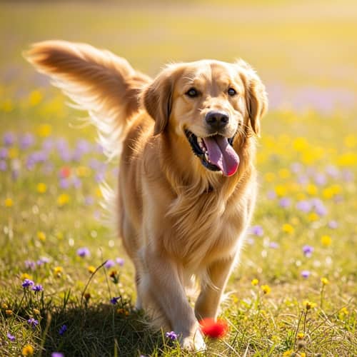 Joyful Canine Running in Open Field | Enthusiastic Dog Play