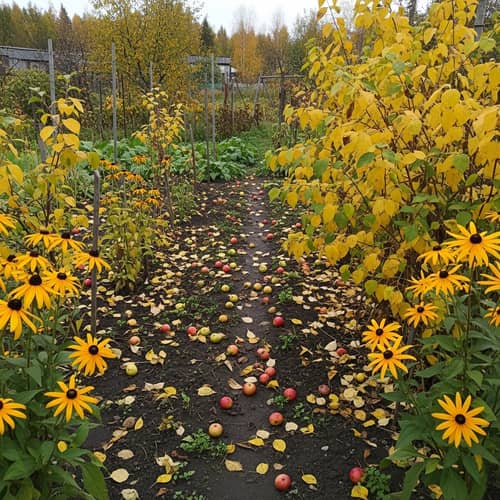 Decrepit Garden Embracing Fall's Melancholy Beauty