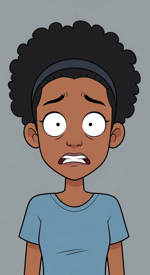 Scared African American Teen Cartoon Art