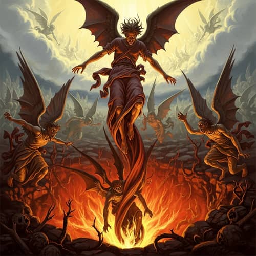 Lucifer's Fall into Hell: A Vivid Visual Narrative of Damnation
