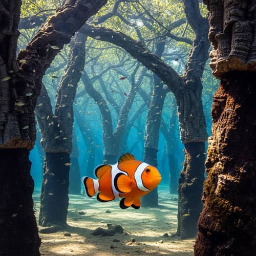 Clownfish Swimming in Cork Oak Forest