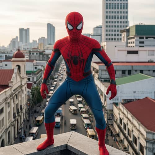 Arachnid Guardian overlooking Philippines Cityscape