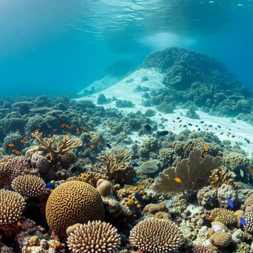 Realistic Underwater Caribbean Coral Reefs Landscape