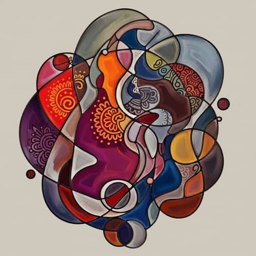 Indian American Abstract Art - Cultural Fusion Masterpiece