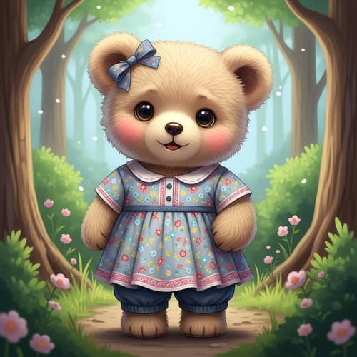 Charming Illustration of a Cute Bear in Stylish Dress