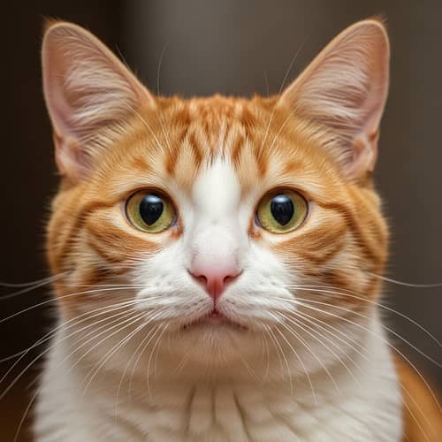 Amusing Close-Up View of a Cat's Face - Orange and White Fur
