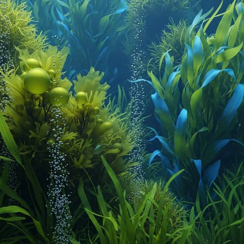 Vibrant Underwater Seaweeds and Marine Algae Scene