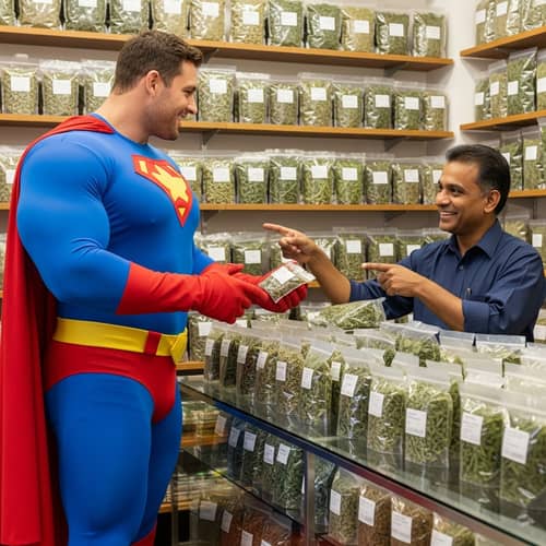 Super Man Shopping for Legal Herbs | Herb Store Encounter