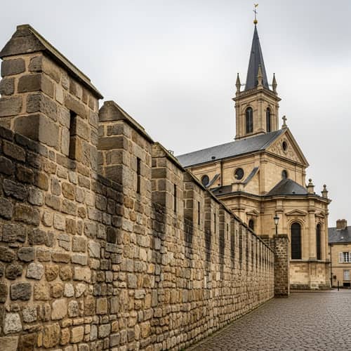 Towering 15-Foot Wall with Historic Church | Historic Church Scene