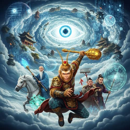 Journey to the West Movie Poster Design with AI Elements