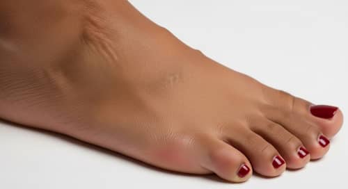 Photo-Realistic Female Feet Depiction | Medium Brown Skin, Polished Dark Red Toes