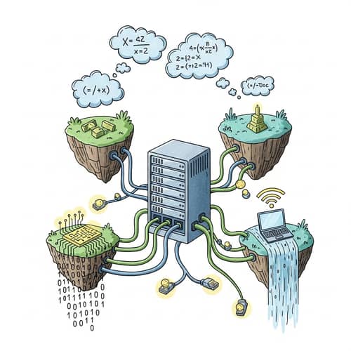 Computer Science and Networking Hand-drawn Illustration