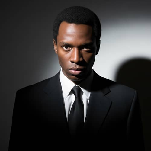 Patrick Bateman-Inspired African American Character in Refined Suit