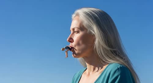 Surreal Giantess with Delighted Expression Eating Unharmed Figure