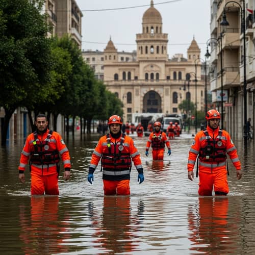 Algerian Civil Protection in Action: Rescuing Citizens from Flood
