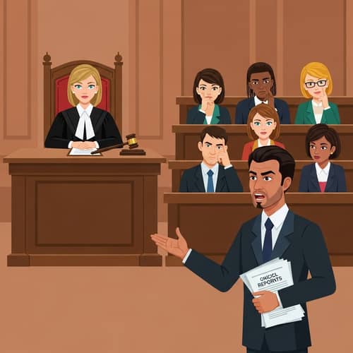Symbolic Courtroom Prosecution Scene: Legal Drama Unfolds