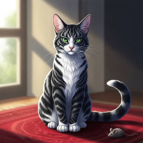 Exquisite Feline Creature with Marbled Coat of Fur
