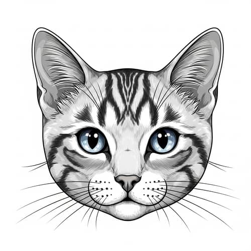 Iconic Cat Illustration: Sophisticated & Cute Feline Design