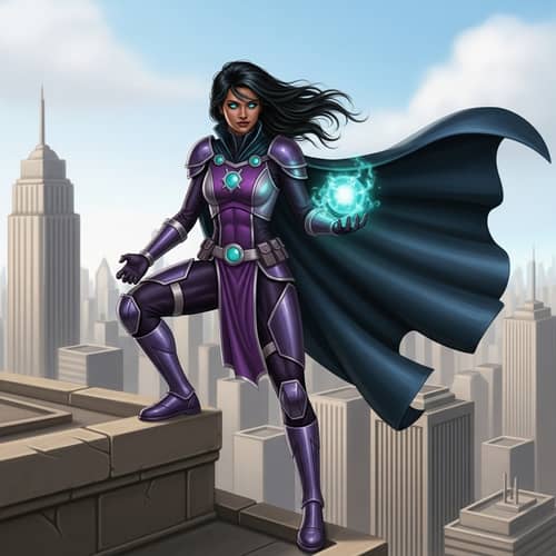 Original South Asian Female Superhero Protecting City