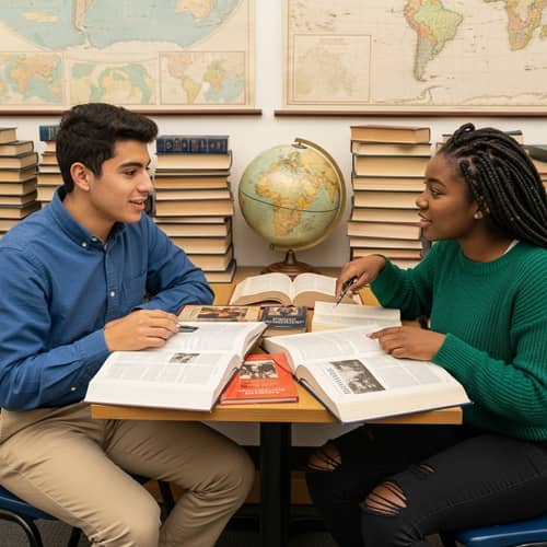Historical Dialog between Young Individuals in Library