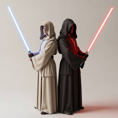 Light Side and Dark Side Jedi Back-to-Back Minimalism