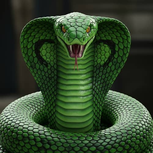 Furious Green Cobra in Attack Position | 3D Image
