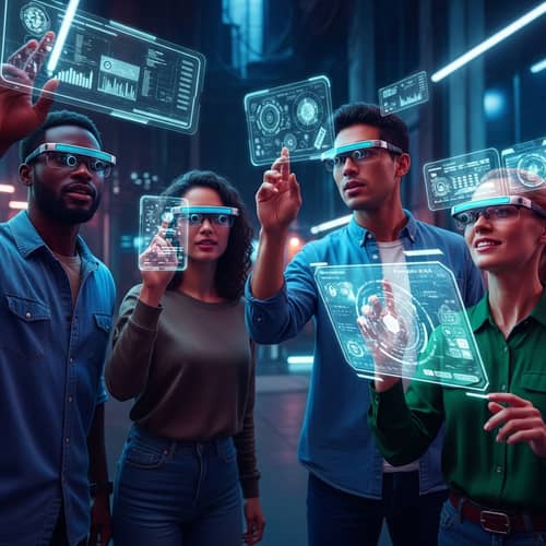 Futuristic Sci-Fi Scene: Impact of Technology on Communication