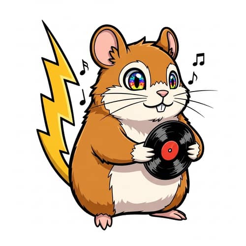 Anime Style Pikachu Holding Vinyl Record | Lively Expression